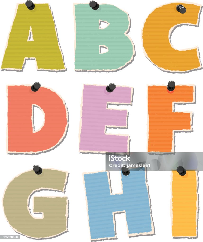 Déchiré papier Lettre de l'Alphabet - clipart vectoriel de Police de caractère libre de droits