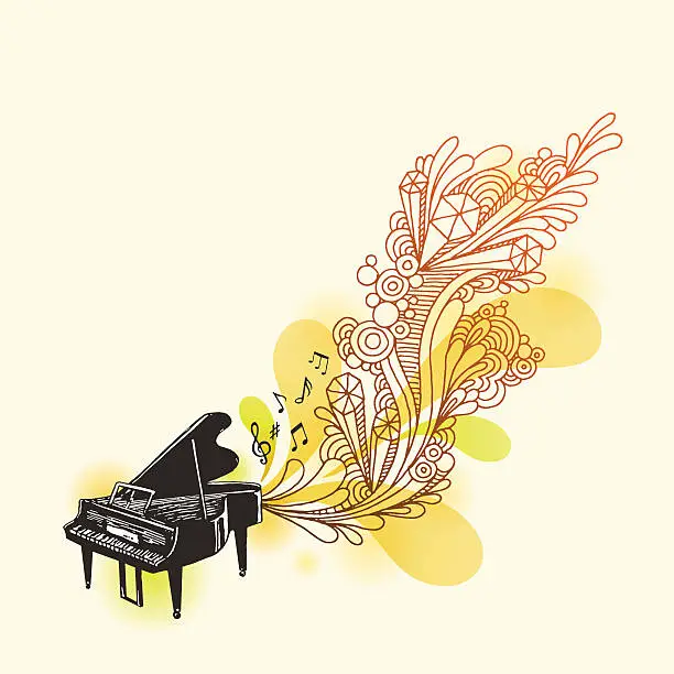 Vector illustration of Piano Drawing