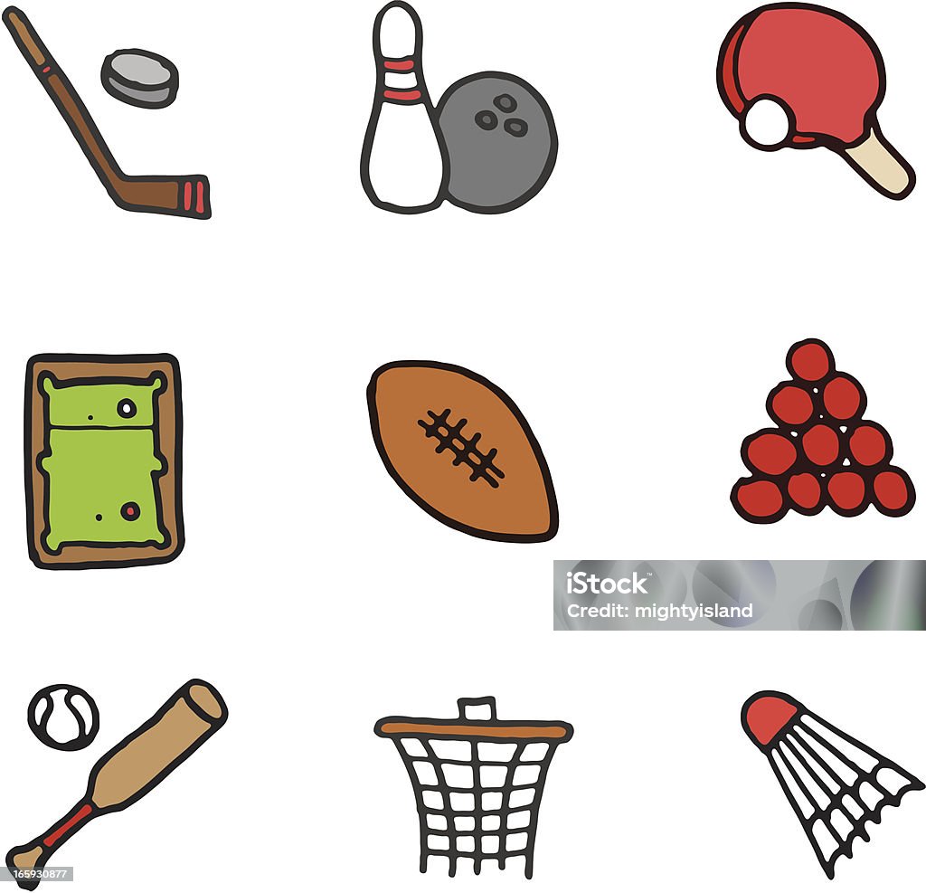 doodle ícone conjunto de esportes - Vetor de Esboço royalty-free