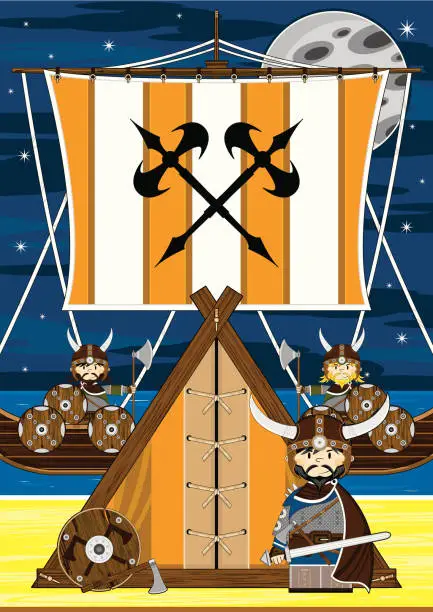 Vector illustration of Fierce Viking Warriors Scene