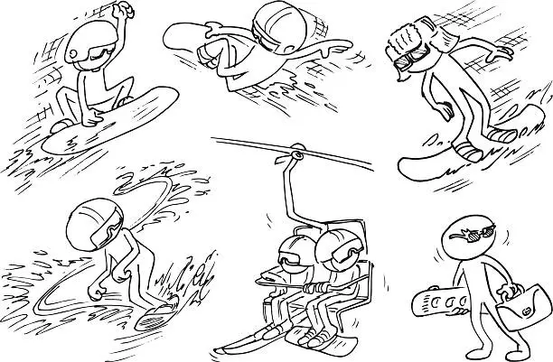 Vector illustration of Faceless Characters Ice Skateboarding