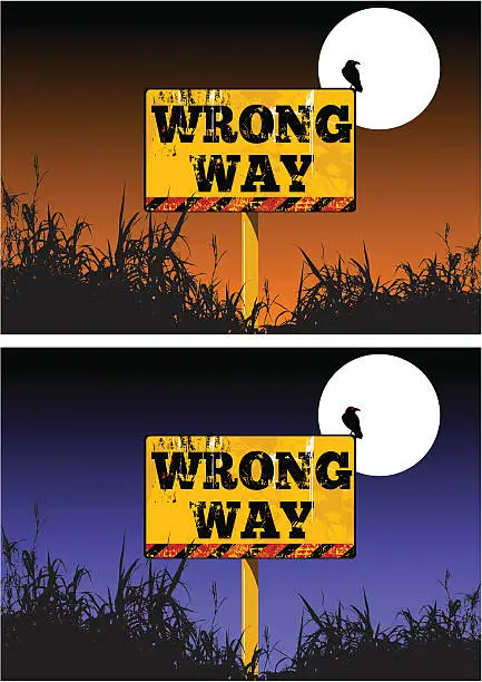 Vector illustration of Wrong way warning