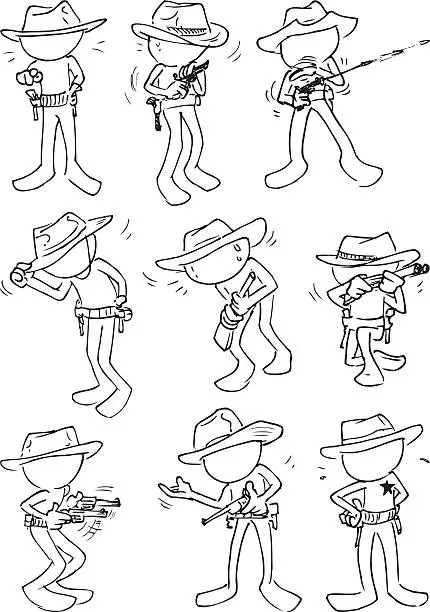 Vector illustration of Faceless Wild West Characters