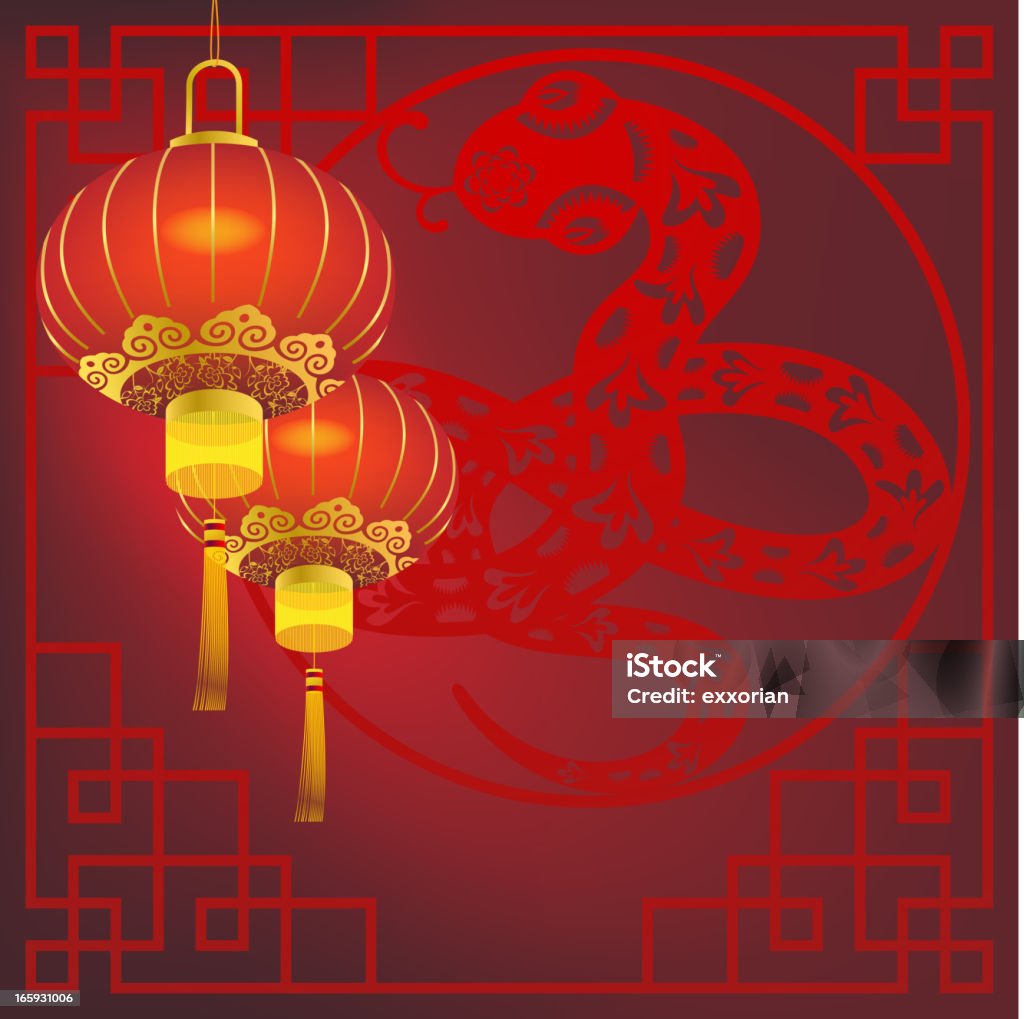 Serpiente China con linterna - arte vectorial de 2013 libre de derechos