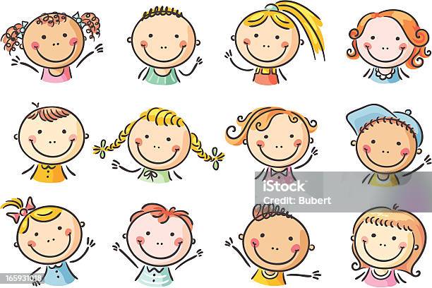 Kids Faces Stock Illustration - Download Image Now - Human Face, Child, Boys
