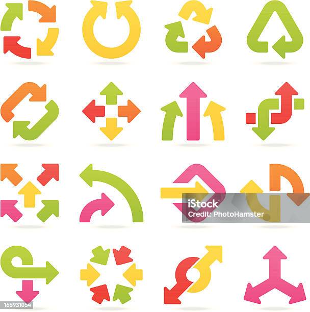 Segni Di Freccia Colore Impostare Ii - Immagini vettoriali stock e altre immagini di Affari - Affari, Arancione, Astratto
