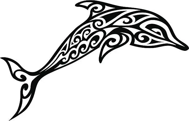 Vector illustration of Tribal Dolphin