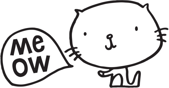 Kitten sketch with meow speech bubble