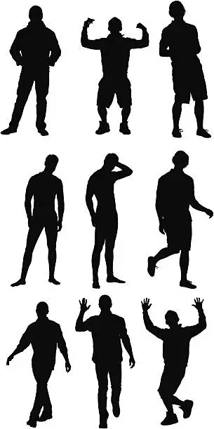 Vector illustration of Silhouette of casual people in different poses