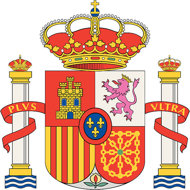 щит герба (испания) - coat of arms nobility lion spain stock illustrations