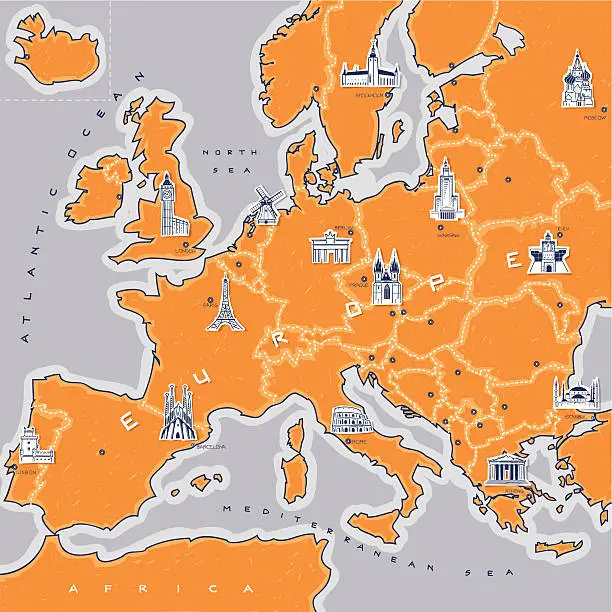 Vector illustration of Europe Map