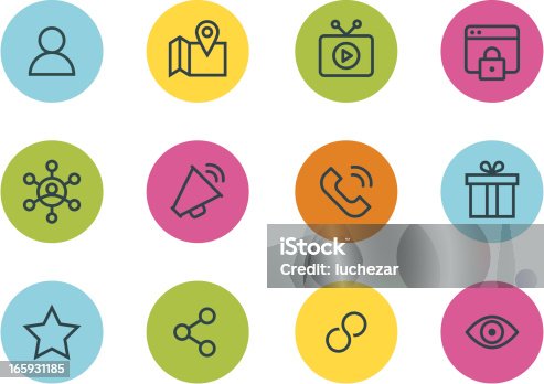 istock Twelve colorful communication and media icons 165931185