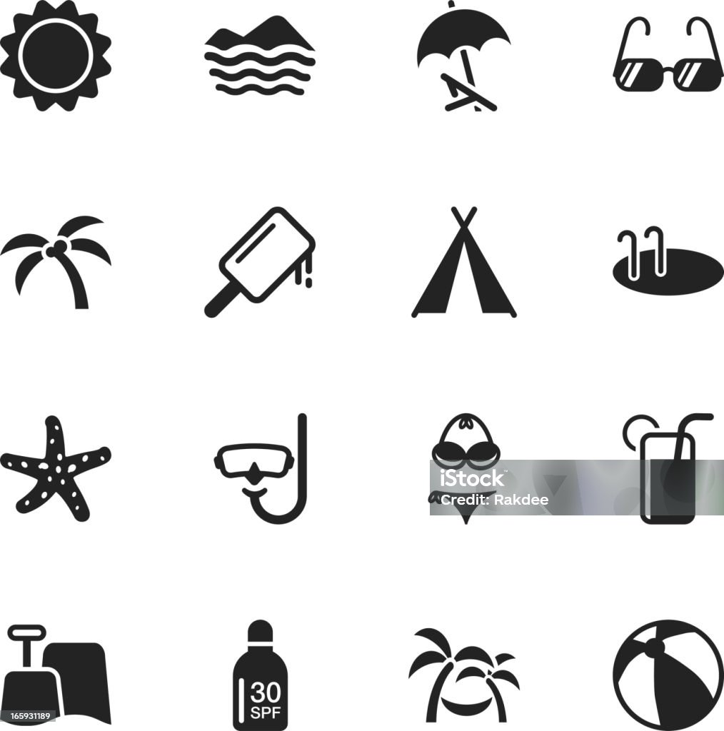 Summer Season Silhouette Icons Summer Season Silhouette Vector File Icons. Beach Ball stock vector