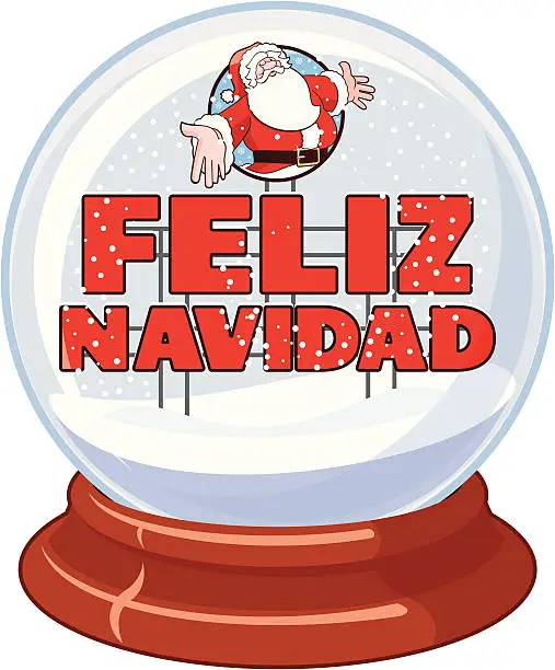 Vector illustration of Feliz Navidad Snow Globe