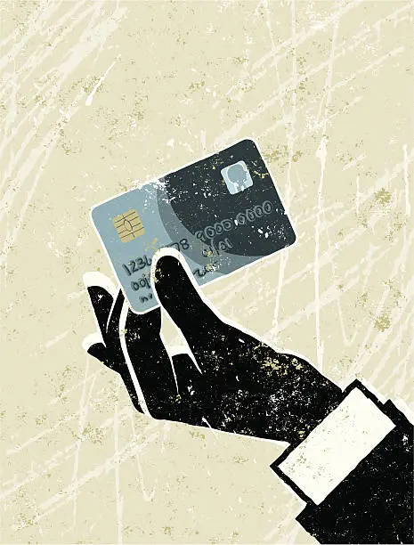 Vector illustration of Man's Hand Holding a Credit Card