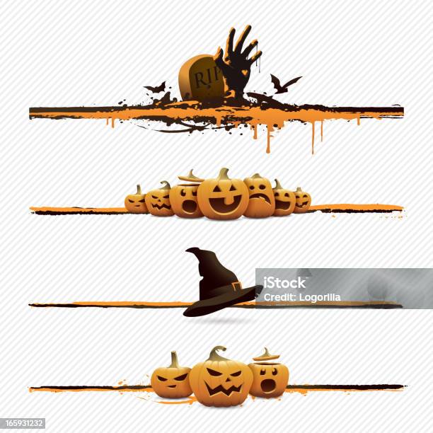 Ilustración de Halloween Elementos De Diseño y más Vectores Libres de Derechos de Halloween - Halloween, Fondos, Fila - Arreglo