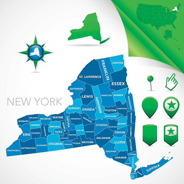 ニューヨーク郡マップ - map usa election counties点のイラスト素材／クリップアート素材／マンガ素材／アイコン素材