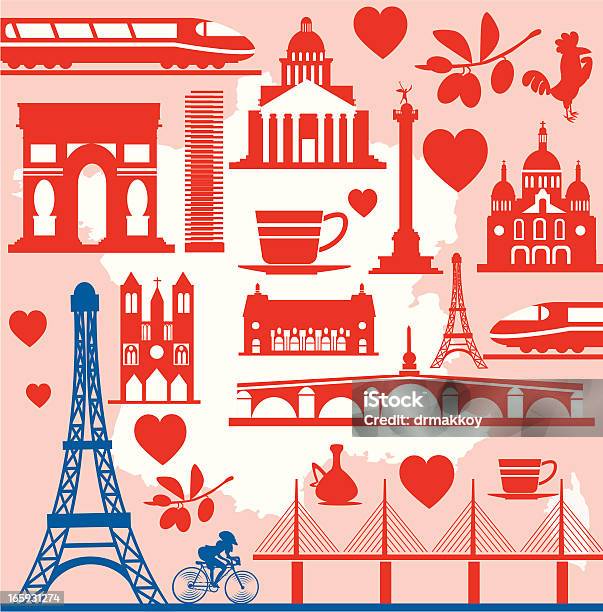 Francja Symbole - Stockowe grafiki wektorowe i więcej obrazów Francja - Francja, Dowcip rysunkowy, Ilustracja