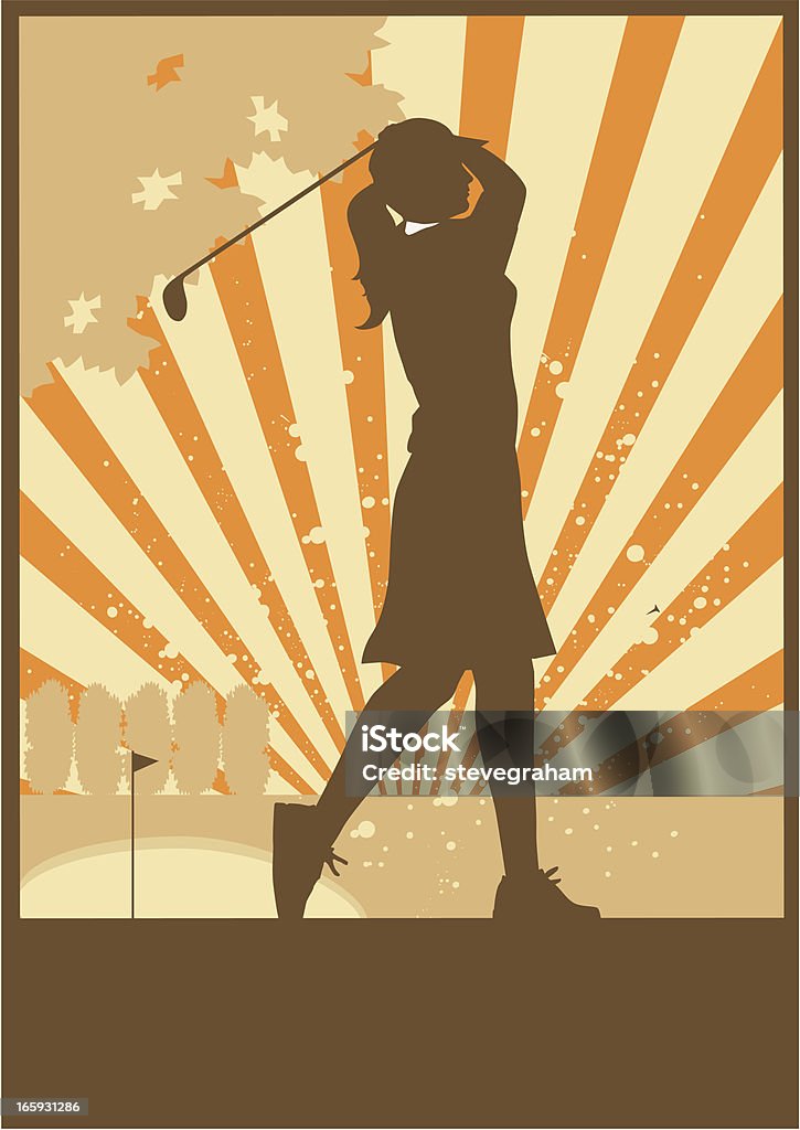 Style Vintage femme golf Tee off. - clipart vectoriel de Golf libre de droits