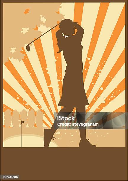Style Vintage Femme Golf Tee Off Vecteurs libres de droits et plus d'images vectorielles de Golf - Golf, Femmes, Art déco