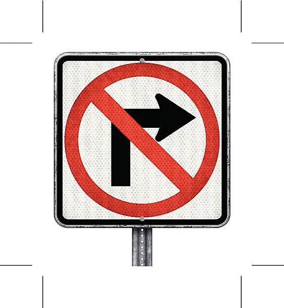 Vector illustration of prohibited right turn road sign