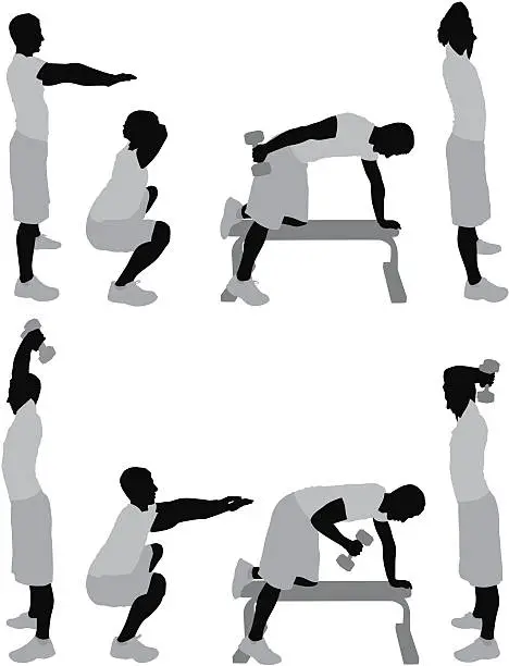 Vector illustration of Multiple images of a man exercising