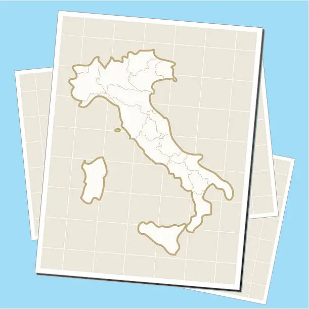 Vector illustration of Italy map on paper