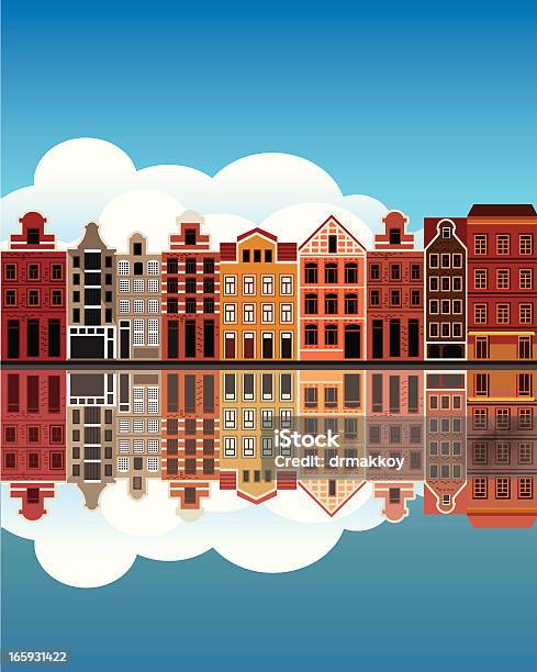 Ilustración de Casas Canal De Ámsterdam y más Vectores Libres de Derechos de Ámsterdam - Ámsterdam, Almacén, Arquitectura