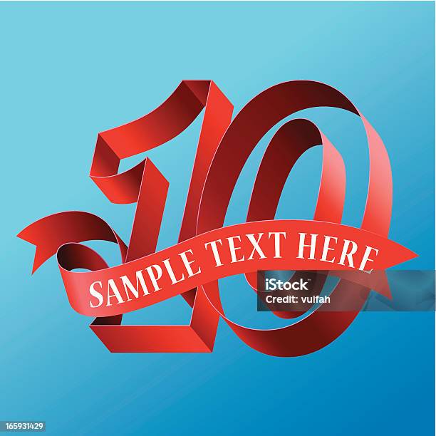 Cursive Ribbon Bold Number 10 Stock Illustration - Download Image Now - Anniversary, Calendar, Celebration