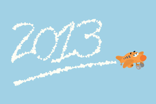 Sky sign 2013 new year A plane making a 2013 sign on the sky. smoke signal stock illustrations