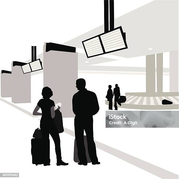 Luggage Carousel Vector Silhouette Stock Illustration - Download Image Now - Airport, Baggage Claim, Couple - Relationship