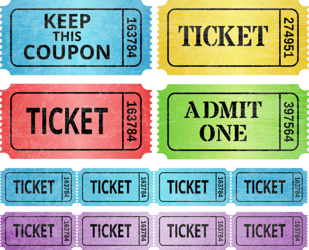 illustrazioni stock, clip art, cartoni animati e icone di tendenza di matrice di biglietto e biglietti della lotteria vettoriali royalty-free grafico - ticket ticket stub red movie ticket