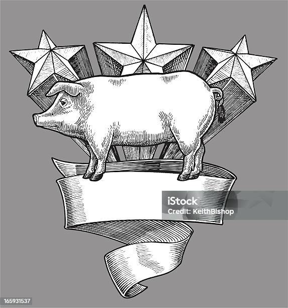 バーベキュー賞の豚のバナー星と背景 - イラストレーションのベクターアート素材や画像を多数ご用意 - イラストレーション, バーベキュー料理, ベクター画像