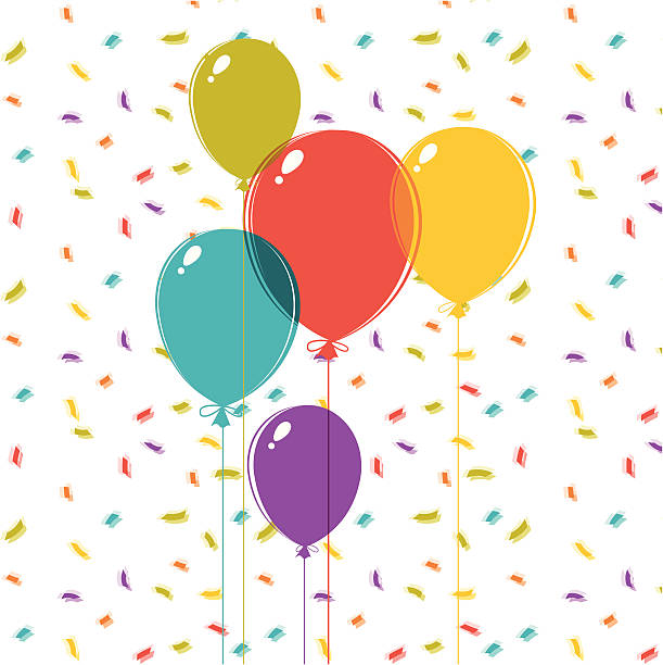 Multicolor Balloon And Confetti Illustration Stock Illustration - Download  Image Now - Balloon, Confetti, Celebration - iStock