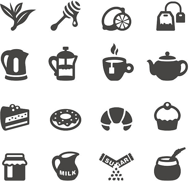 Mobico icons - Tea Mobico collection - Tea and Sweets icons. cake jar stock illustrations