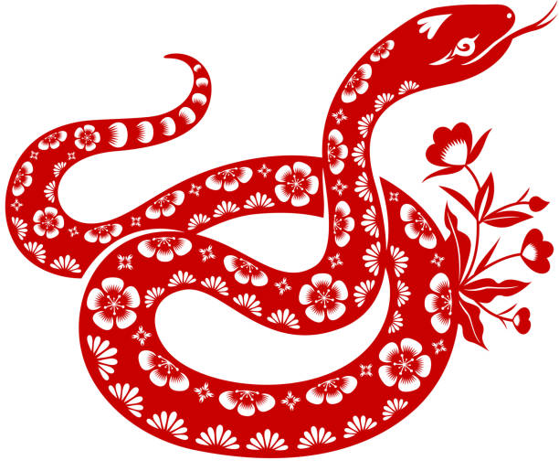 해 스네이크 - snake chinese new year chinese zodiac sign china stock illustrations