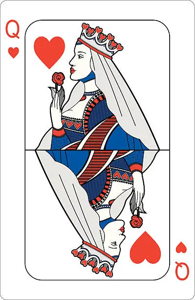 Vector illustration of Queen of hearts Playing card