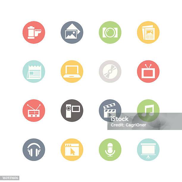 Multimedia Icons Minimal Style Stock Illustration - Download Image Now - Icon Symbol, Broadcasting, Camera Film