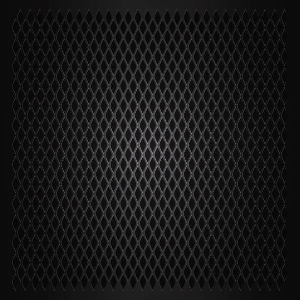 istock Spotlight on center of hark gray metal mesh background 165931631