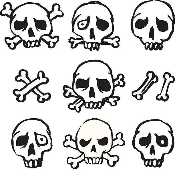 Vector illustration of Skull Collection 1