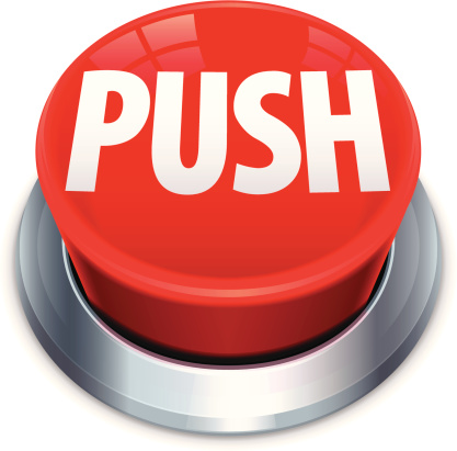 Big red push button illustration. Layered and grouped. Download includes EPS 10 and hi-res jpeg files.