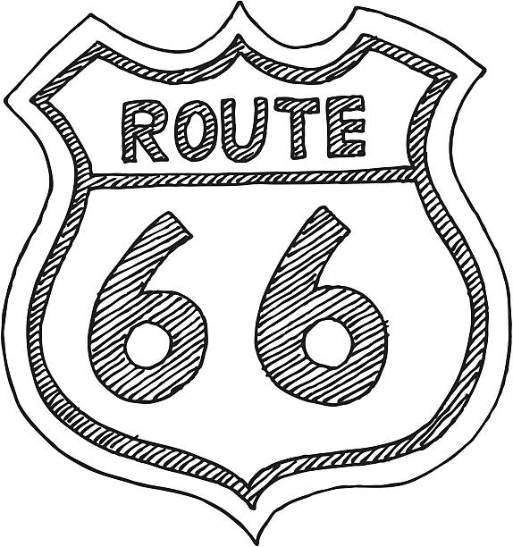illustrations, cliparts, dessins animés et icônes de dessin signe de la route 66 - road trip sign journey route 66