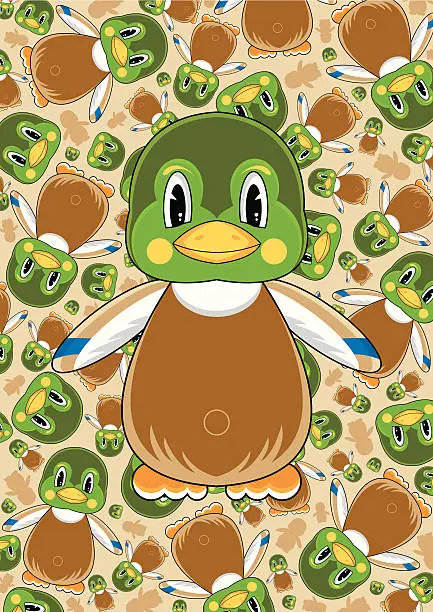 Vector illustration of Cute Mallard Duck Pattern