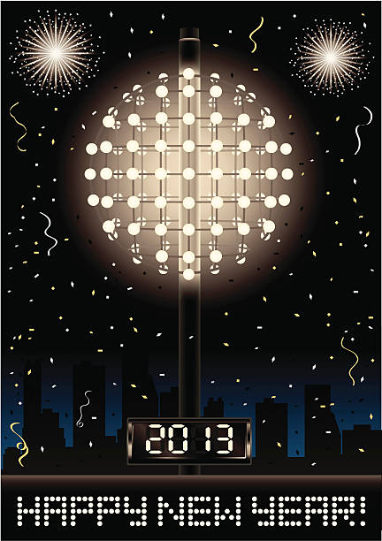 New Year's Eve Celebration Celebrate New Year's Eve with the classic New Year's Eve ball! Clock is similar to a digital clock. You can select/deselect the vector shapes to create and modify to the year of your choice! times square stock illustrations