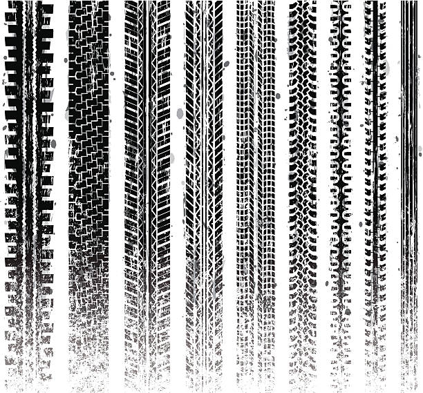 Grungy Tire Tracks Selection of grungy tire tracks. tire skid marks stock illustrations
