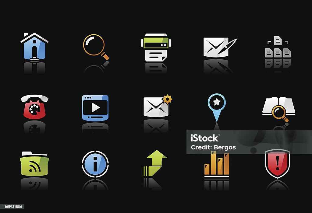 Odissey – Web navigate icons Vector icons. Easy for scaling and recoloring, use with any background. High resolution "jpg" included. Black Background stock vector