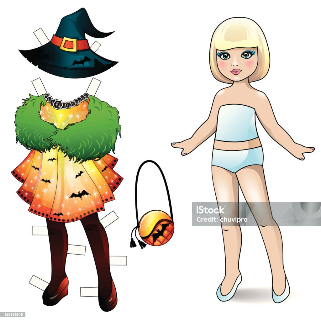 Bambola di carta. Collezione Halloween. - arte vettoriale royalty-free di Abbigliamento