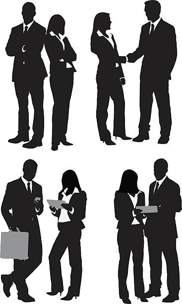 Multiple images of business people Multiple images of business peoplehttp://www.twodozendesign.info/i/1.png well dressed man standing stock illustrations