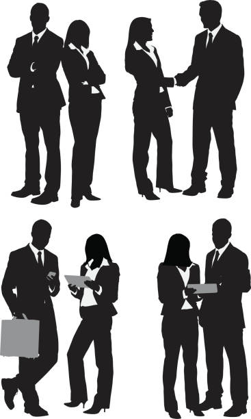 Multiple images of business people Multiple images of business peoplehttp://www.twodozendesign.info/i/1.png men standing business formalwear stock illustrations