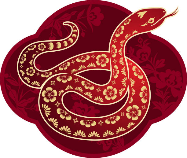 구정 뱀 예술직 - snake chinese new year chinese zodiac sign china stock illustrations